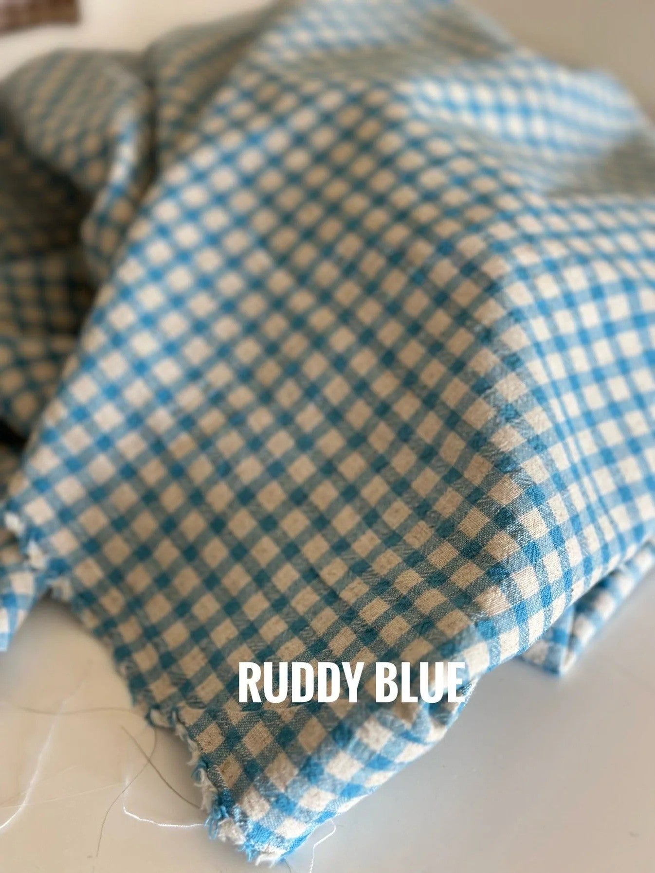 Ruddy Blue Gingham Linen Cotton — ISEE Fabric
