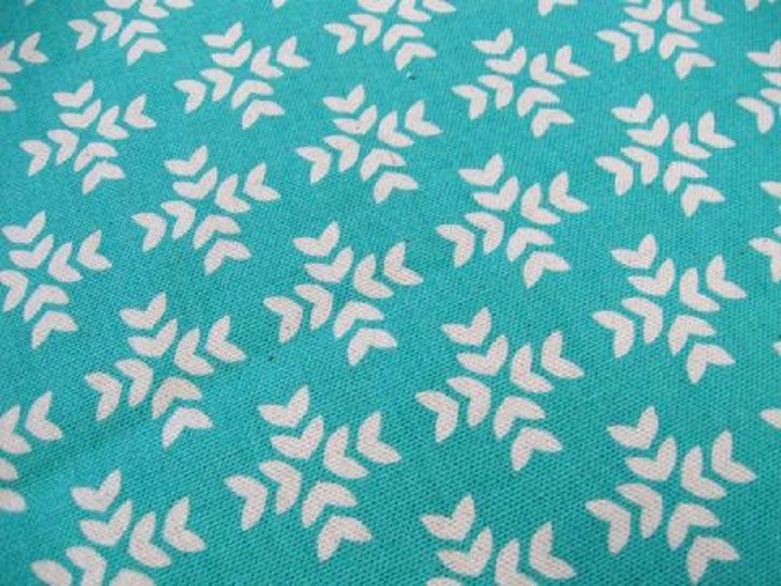 REMNANT: Garden - Cross Print Teal - Light Weight Canvas by Ellen Luckett Baker from Kokka Fabrics